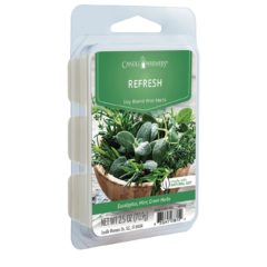 Awaken your senses with our Refresh Wax Melt, expertly crafted with essential oils. Experience the invigorating blend of crisp eucalyptus, herbal greens, and soothing sandalwood, brought to life by cool whispers of aquatic spearmint. Immerse yourself in the refreshing fragrance that revitalizes your space and uplifts your mood. The natural and rejuvenating aroma of this wax melt is perfect for creating a tranquil and revitalizing ambiance in any room.