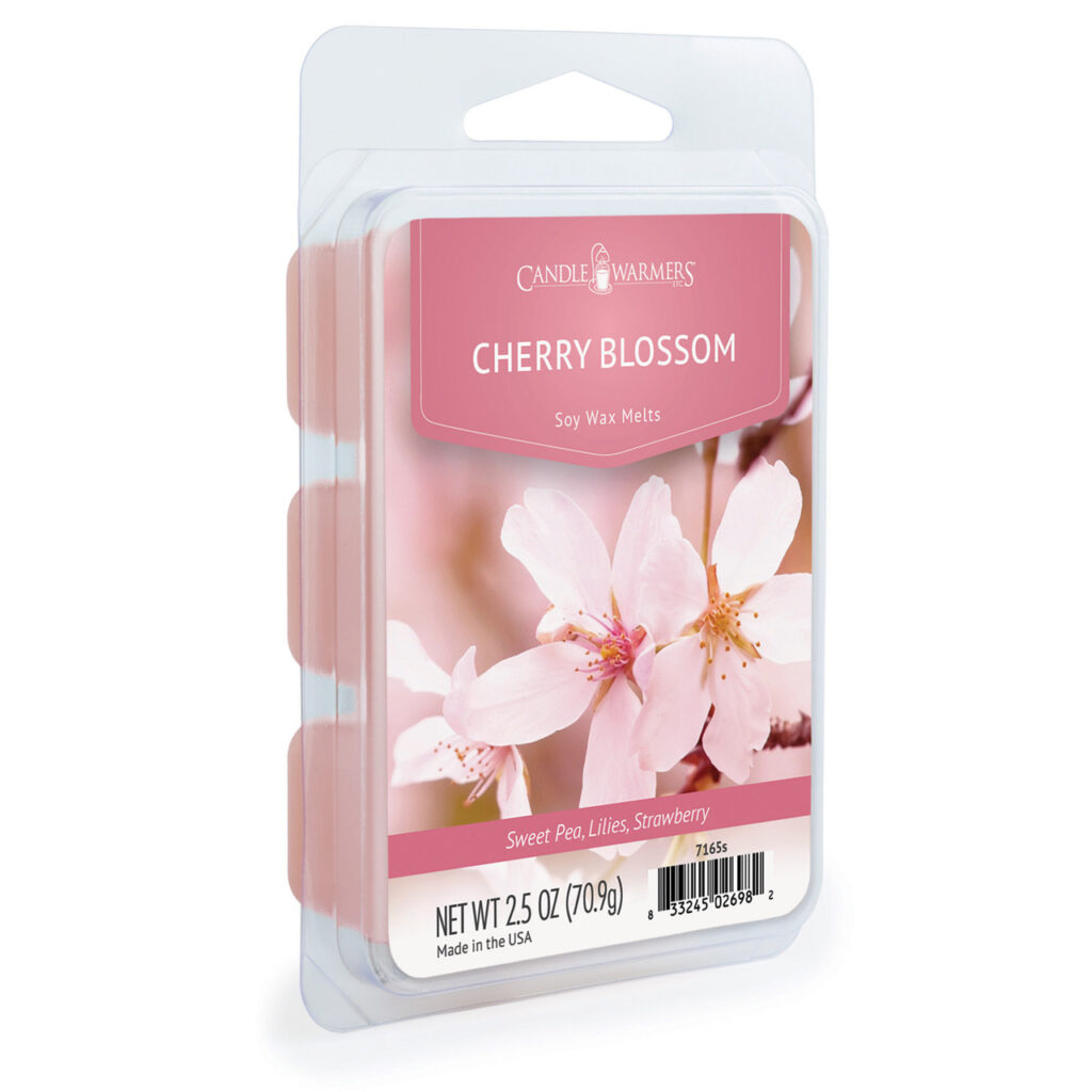 CHERRY BLOSSOM FRAGRANCE: Elegant blend of cherry blossoms and white cashmere. TOP NOTES: Strawberry, Kiwi, Peach, Cherry, Pineapple, Watermelon MID NOTES: Cherry Blossom, Lilies, Sweet Pea, Lilly of the Valley BASE NOTES: Fresh Musk