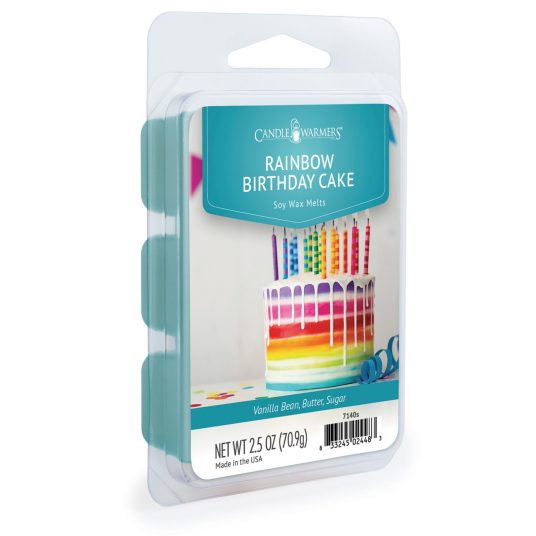 RAINBOW BIRTHDAY CAKE WAX MELTS FRAGRANCE: Decadent rainbow cake layered with sweet, rich vanilla buttercream.