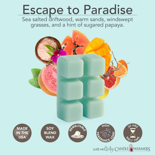 Candle Warmers Soy Wax Melts, Escape To Paradise, Pineapple/Peach/Guava 2.5  Oz