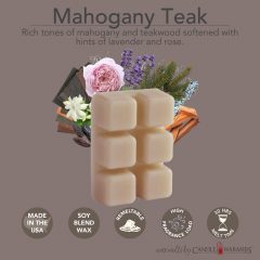 MAHOGANY TEAK FRAGRANCE: Rich tones of mahogany and teakwood softened with hints of lavender and rose. TOP NOTES: Aqueous, Marine, Lavender, Leather MID NOTES: Pine, Rose, Oakmoss BASE NOTES: Sandalwood, Jasmine, Tonka