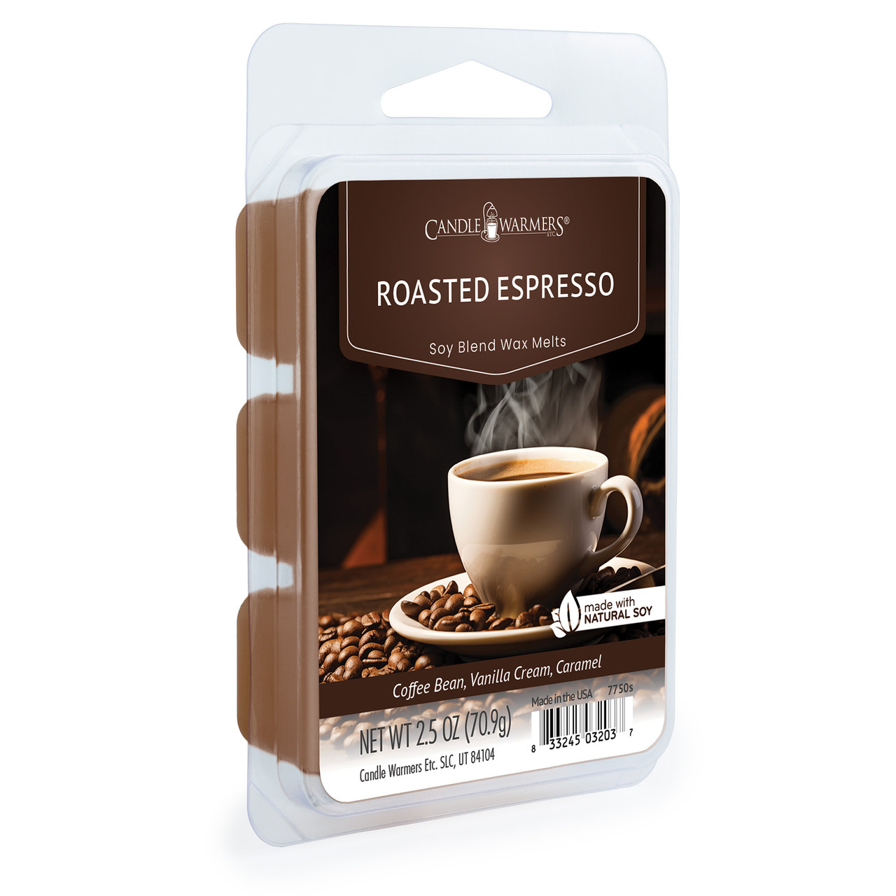 ROASTED ESPRESSO FRAGRANCE: Freshly brewed espresso with highlights of creamy vanilla and caramel. TOP NOTES: Sweets, Caramelized Sugar, Butter MID NOTES: Chocolate Cream, Vanilla Ice Cream BASE NOTES: Roasted Coffee Bean, Caramel
