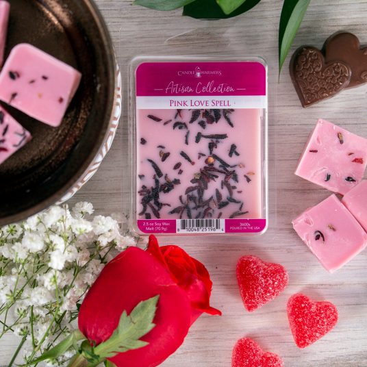 Pink Love Spell Artisan Wax Melts by Candle Warmers Etc. A luxurious bouquet of delicate florals, sweetened with hints of fruits. 100% Soy Wax.