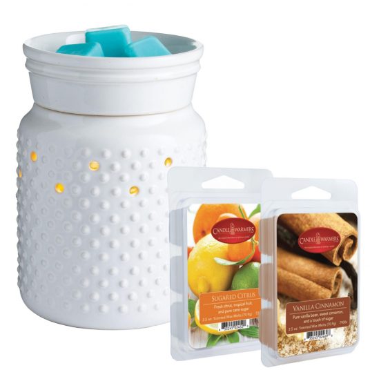 White Hobnail Illumination Fragrance Warmer Gift Set