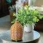 The Wicker Vase Medium Diffuser has a matte wicker that is tightly woven into a beautiful sleeve, giving off a subtle glow when in use. This diffuser brings a natural warmth to your space with organic, earthy textures and neutral tones.