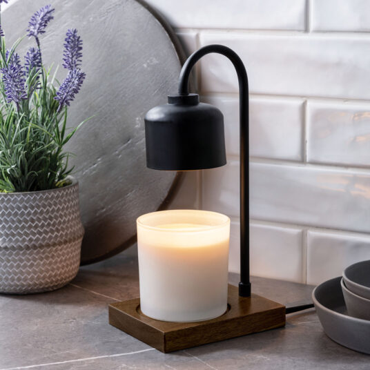 Black & Wood Arched Candle Warmer Lamp