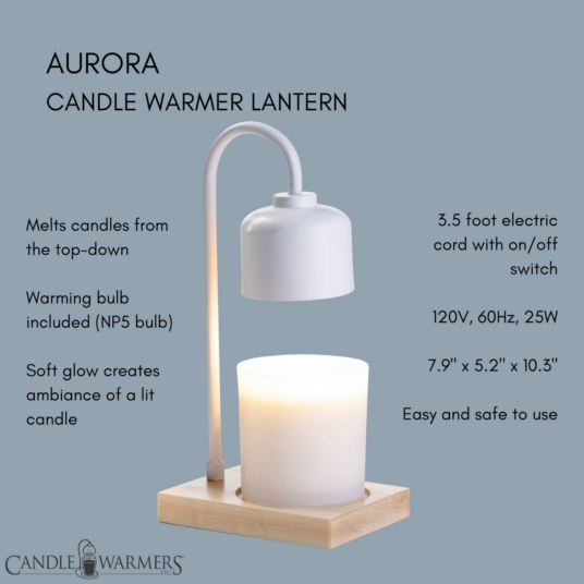 White and Wood Arched Candle Warmer Lamp