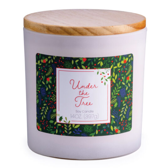 UNDER THE TREE SOY CANDLE: The nostalgic scent of a fresh cut pine tree ready to be wrapped with lights and ornaments.