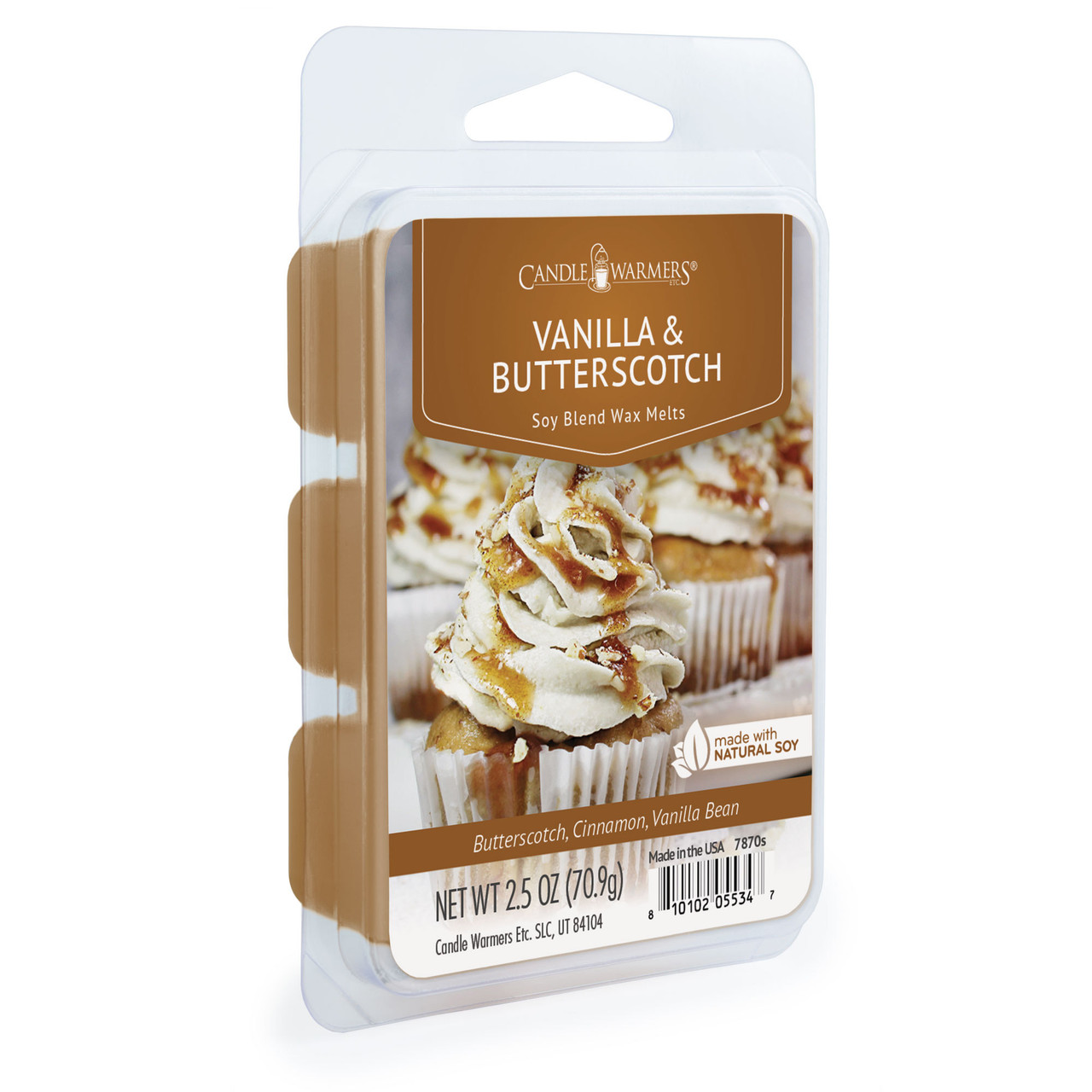 Vanilla & Butterscotch wax melts are a mouthwatering blend of warm maple butterscotch, toffee, and vanilla custard that's covered in a decadent cinnamon glaze. When melted, this heavenly treat will fill your home with the aroma of freshly baked sweets. TOP NOTES: Maple, Butterscotch  MID NOTES: Cinnamon, Coconut BASE NOTES: Vanilla, Toffee