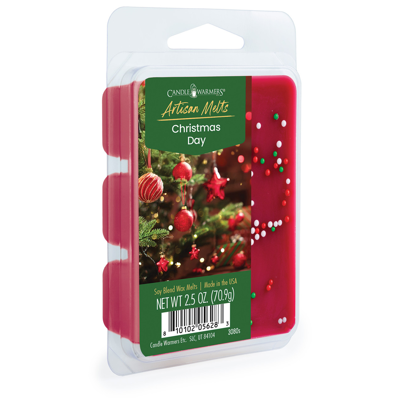 FRAGRANCE: Create a festive ambiance in your home with our Christmas Day Artisan Wax Melt. Indulge in the comforting scent of cinnamon, nutmeg, and pine, perfectly interlaced with the aromatic top notes of apple, ginger, and clove. The engaging mid notes of tea and cinnamon add a delightful twist, enhancing the holiday spirit and infusing your surroundings with a warm and cozy atmosphere. The elegant and captivating base notes of cardamom leave a lasting impression, making this a perfect choice for an unforgettable holiday season. TOP NOTES: Apple, Ginger, Clove MID NOTES: Tea, Cinnamon BASE NOTES: Cardamom