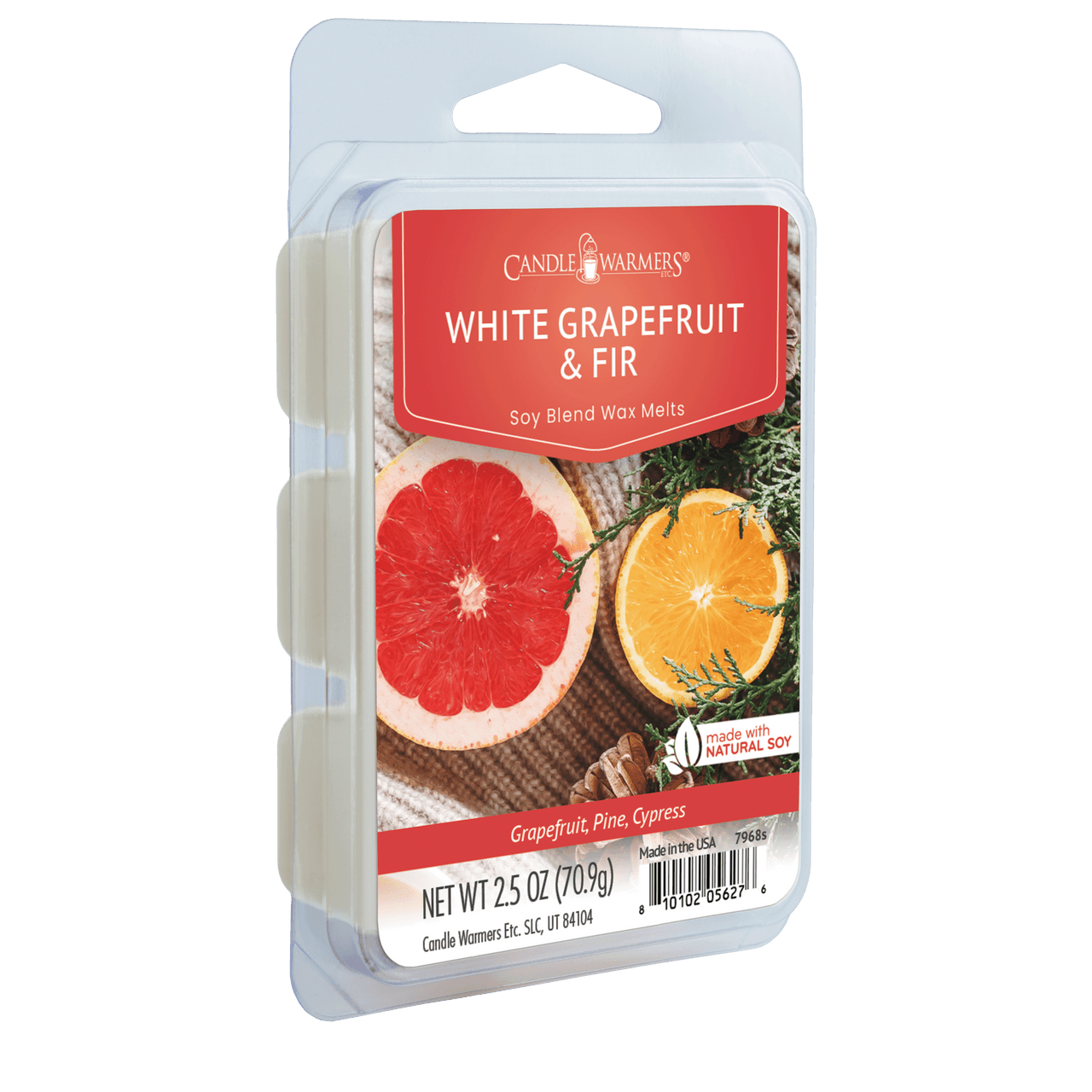 Create a soothing ambiance with our White Grapefruit & Fir Wax Melt. Immerse yourself in the gentle and invigorating blend of winter spruce and crisp balsam, reminiscent of a mountain forest oasis. Experience the sparkling and radiant aroma of lightly sugared grapefruit, effervescent lemon, and sun-ripened tropical fruits, enveloping your space in a vibrant energy. The tangy notes of tart currant add an intriguing twist, elevating the fragrance and transporting you to a tranquil mountain retreat.