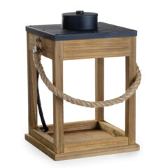 DESIGN: Give your home decor a handcrafted touch with this chestnut colored Wood & Rope Candle Warmer Lantern. The unique design of this lantern candle warmer lets you experience the cozy glow of your favorite scented candle, safely warmed from inside the lantern.