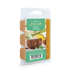 Get away to an island paradise with every breathe of our Island Colada wax melt. Blended with coconut, pineapple, and lime for a tropical, beachy scent. Soy-based wax melts slowly to fill your space with relaxing aromas.