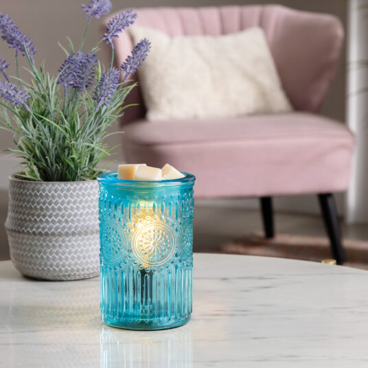 Elevate your home decor with the Vintage Parisian Glass Fragrance Warmer. This exquisite piece combines the timeless beauty of embossed tinted glass with the functionality of a fragrance warmer, making it a standout addition to any room. Featuring intricate floral motifs surrounded by delicate beading, this fragrance warmer is designed to provide both textural and visual appeal, creating a sophisticated and inviting atmosphere.