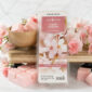 CHERRY BLOSSOM FRAGRANCE: Elegant blend of cherry blossoms and white cashmere. TOP NOTES: Strawberry, Kiwi, Peach, Cherry, Pineapple, Watermelon MID NOTES: Cherry Blossom, Lilies, Sweet Pea, Lilly of the Valley BASE NOTES:Fresh Musk