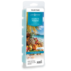 ESCAPE TO PARADISE FRAGRANCE: Sea salted driftwood, warm sands, windswept grasses, and a hint of sugared papaya. TOP NOTES: Peach, Tropical, MID NOTES: Citrus, Guava BASE NOTES: Woody
