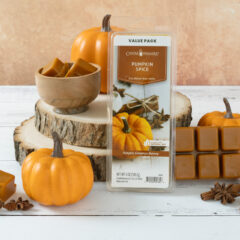 PUMPKIN SPICE FRAGRANCE: Fresh pumpkin, sweet vanilla cream, cinnamon, clove, and ginger. TOP NOTES: Cinnamon Stick, Grated Clove, Dash of Nutmeg MID NOTES: Pumpkin Pure, Orange Peel BASE NOTES: Milky Vanilla, Maple Syrup