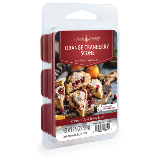 Indulge in the cozy scent of Orange Cranberry Scone, where tart cranberries and sweet orange zest blend with buttery scone, brown sugar, and a hint of holiday spice. This warm, bakery-inspired fragrance fills your space with the inviting charm of festive treats and holiday baking. TOP NOTES: Bakery, Sugar MID NOTES: Cranberry, Citrus BASE NOTES: Butter, Vanilla