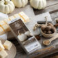 Enjoy our White Pumpkin & Oak Wax Melts, a warm fragrance with notes of harvest pumpkin, crisp forest greens, and bronzed chestnut. This scent is a subtle twist on the warm, rich pumpkin pie scent we all know and love. Nuanced hints of ambered birch, peppered oak, and a dash of seasonal spice round out this festive fragrance. TOP NOTES: Cinnamon, Allspice, Green MID NOTES: Cinnamon, Chestnut, Birch Wood BASE NOTES: Spiced Chestnut, Wood, Vanilla