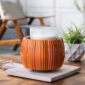 The Harvest Pumpkin Crock Candle Warmer adds a cozy, autumnal touch with its charming pumpkin design and rich orange reactive glaze finish.