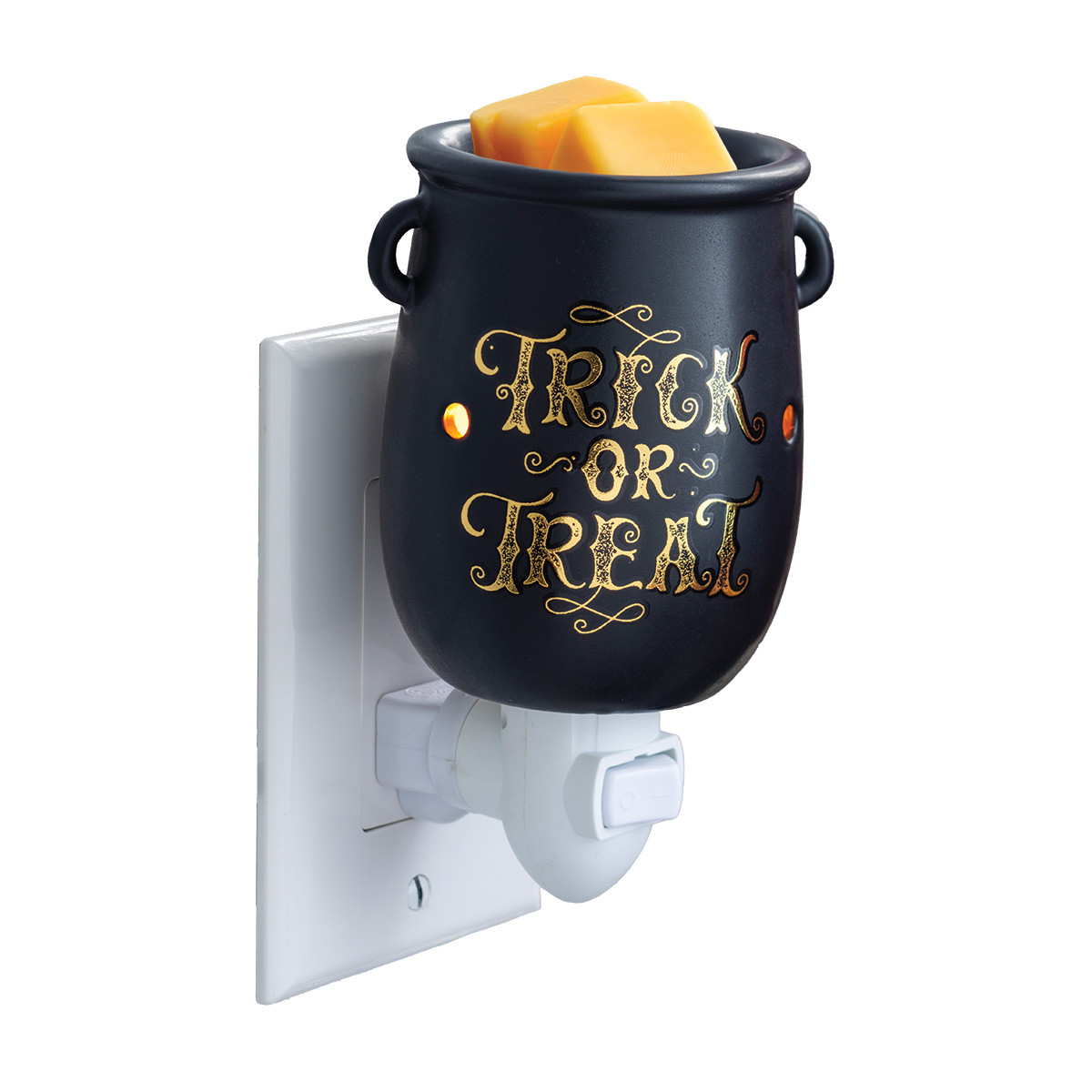 The Cauldron Pluggable Fragrance Warmer is the perfect way to add a spooky yet charming touch to your Halloween decor. With its sleek black cauldron design and 