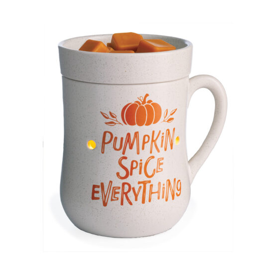 Embrace the cozy vibes of fall with our Pumpkin Spice Fragrance Warmer. Shaped like a large cream mug and featuring the phrase “Pumpkin Spice Everything,” it’s the perfect autumn décor piece. This charming warmer adds seasonal spirit and a warm, comforting ambiance to any room.