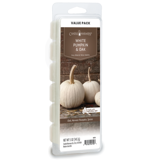 Enjoy our White Pumpkin & Oak Wax Melts, a warm fragrance with notes of harvest pumpkin, crisp forest greens, and bronzed chestnut. This scent is a subtle twist on the warm, rich pumpkin pie scent we all know and love. Nuanced hints of ambered birch, peppered oak, and a dash of seasonal spice round out this festive fragrance. TOP NOTES: Cinnamon, Allspice, Green MID NOTES: Cinnamon, Chestnut, Birch Wood BASE NOTES: Spiced Chestnut, Wood, Vanilla