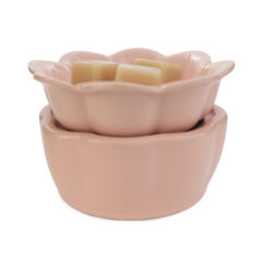 The Petal 2-in-1 Fragrance Warmer features a dish with delicate pink ceramic petals atop a matching pink warming base.