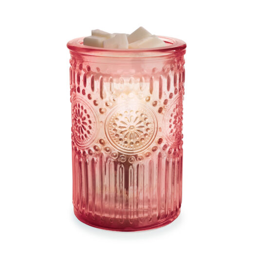 Elevate your home decor with the Pink Parisian Glass Vintage Bulb Fragrance Warmer. This stunning piece combines embossed glass, floral motifs, and delicate beading for romantic, vintage-inspired style.