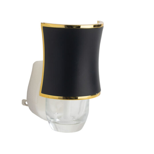 The Hourglass WallScents™ Warmer features a sleek black silhouette with gold accents, adding a touch of luxury to any room.