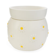 Bring playful, fresh charm to any corner of your home with the Daisy Wax Warmer. Its matte white finish and embossed daisies with sunny yellow centers radiate cheer.