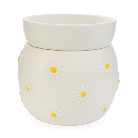 Bring playful, fresh charm to any corner of your home with the Daisy Wax Warmer. Its matte white finish and embossed daisies with sunny yellow centers radiate cheer.