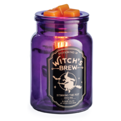 Purple 'Witch's Brew' glass jar candle