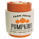 Cream ceramic wax warmer with an orange 'Farm Fresh Pumpkins' design